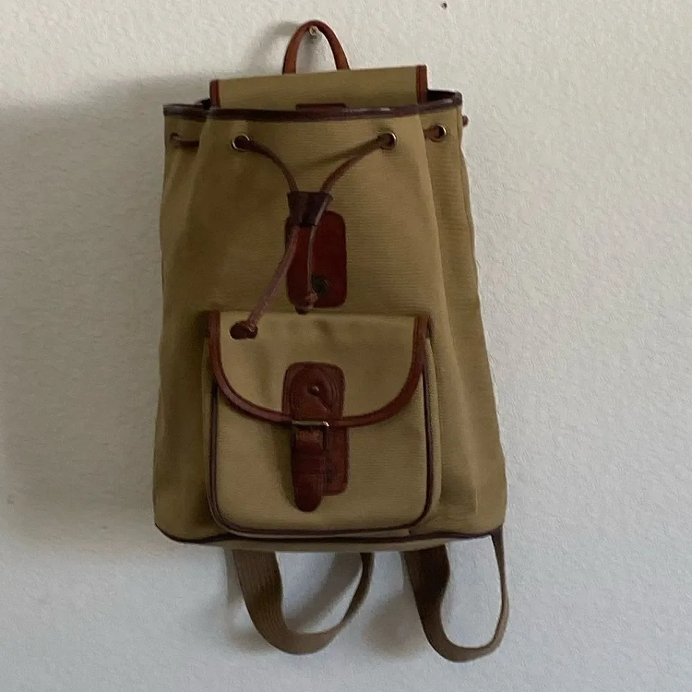 VINTAGE GUESS Canvas with Leather Trim Backpack VINTAGE 80s GUESS BLACK LEATHER Question Mark... | Depop main image 4